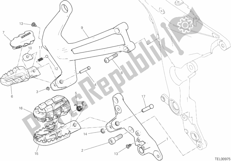All parts for the Footrests, Right of the Ducati Multistrada 1200 Enduro Thailand 2019